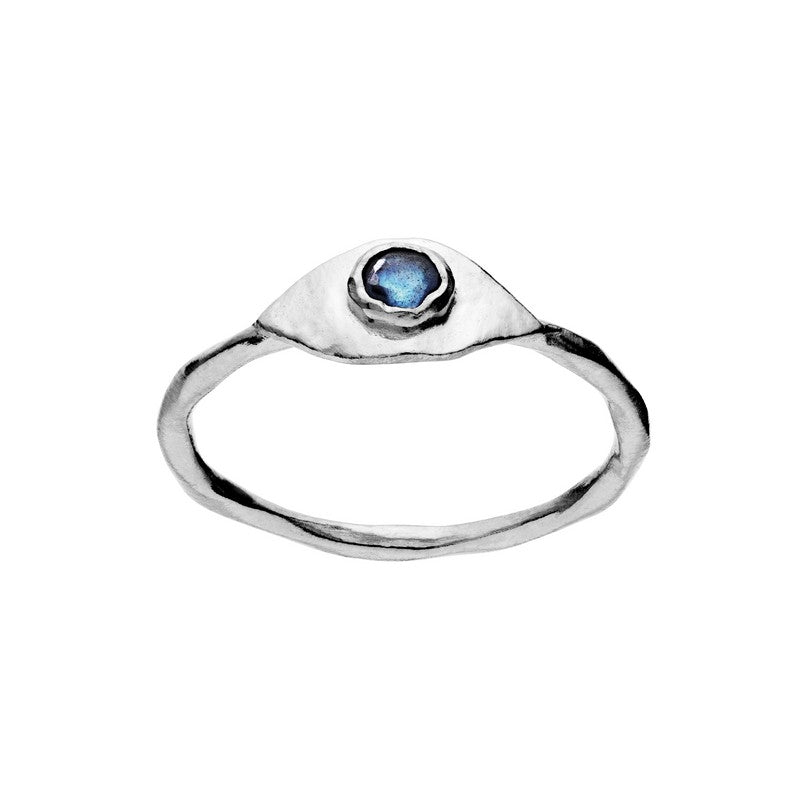 Argos ring i 18 karat forgyldt sølv med blå labradorit fra Maanesten